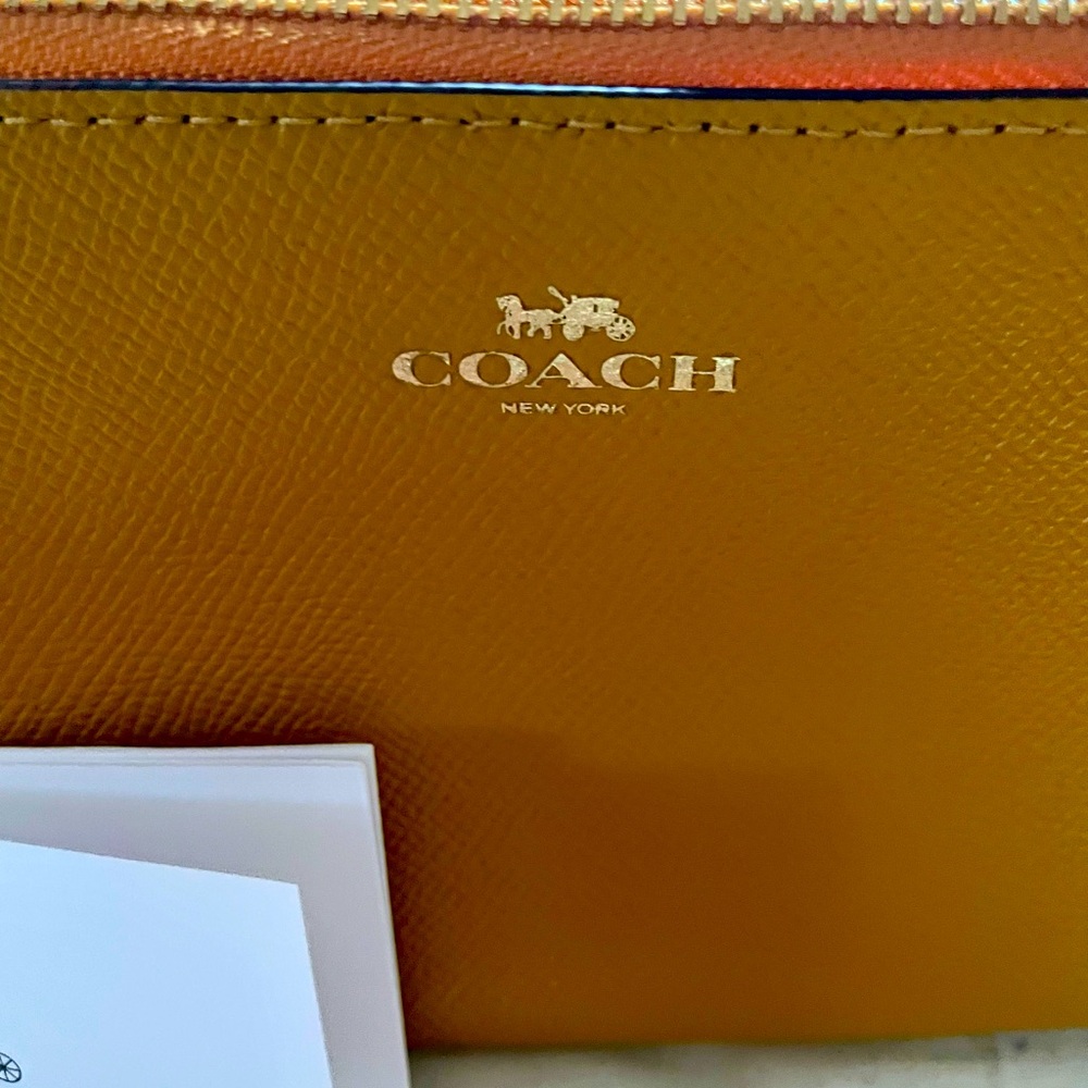 Never Used - Coach Orange/Mustard Small Leather Wallet